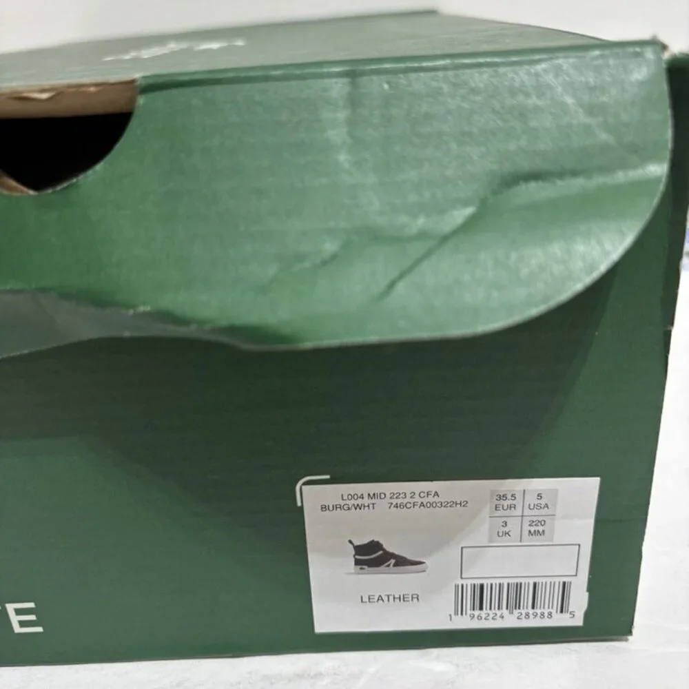 Lacoste Women’s L004 Mid Canvas Sneakers, Size 5 M